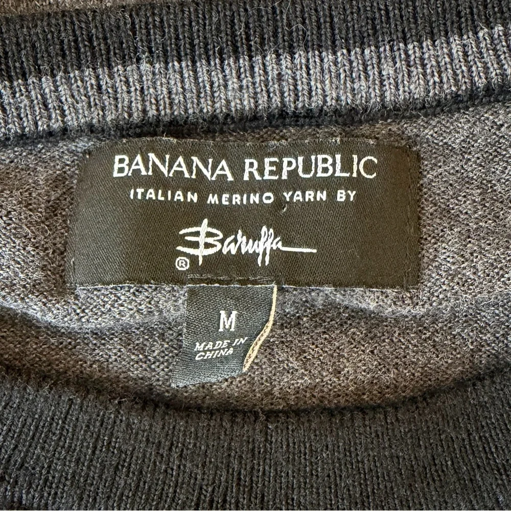 Banana Republic Baruffa Merino Wool Sweater in Gray and Black Size Medium